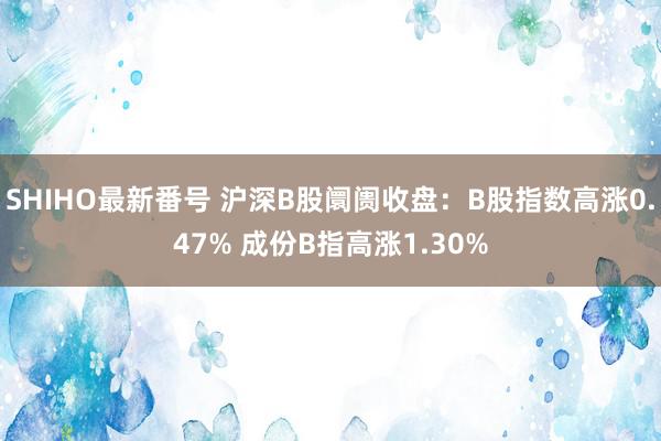 SHIHO最新番号 沪深B股阛阓收盘：B股指数高涨0.47% 成份B指高涨1.30%