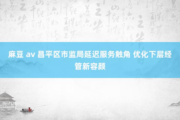 麻豆 av 昌平区市监局延迟服务触角 优化下层经管新容颜